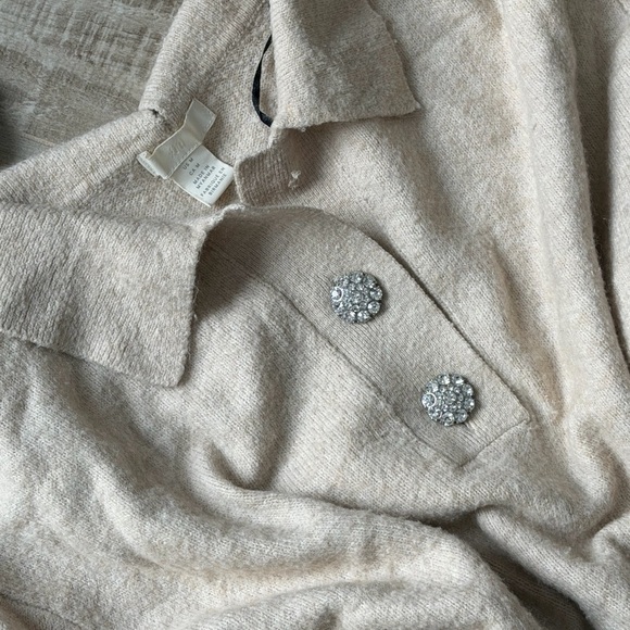 H&M Jackets & Blazers - H&M Cream Teddy Jacket with Crystal Buttons